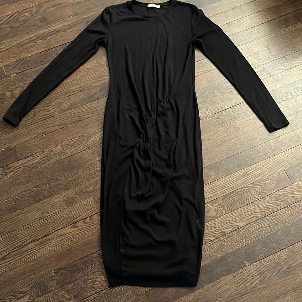 Zara black ribbed midi dress